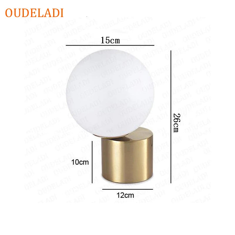 Glass Ball Brass Table Lamps Living Room Bedroom Study Bedside LED Eye Protection Desk Light Home Decor Lighting fixture